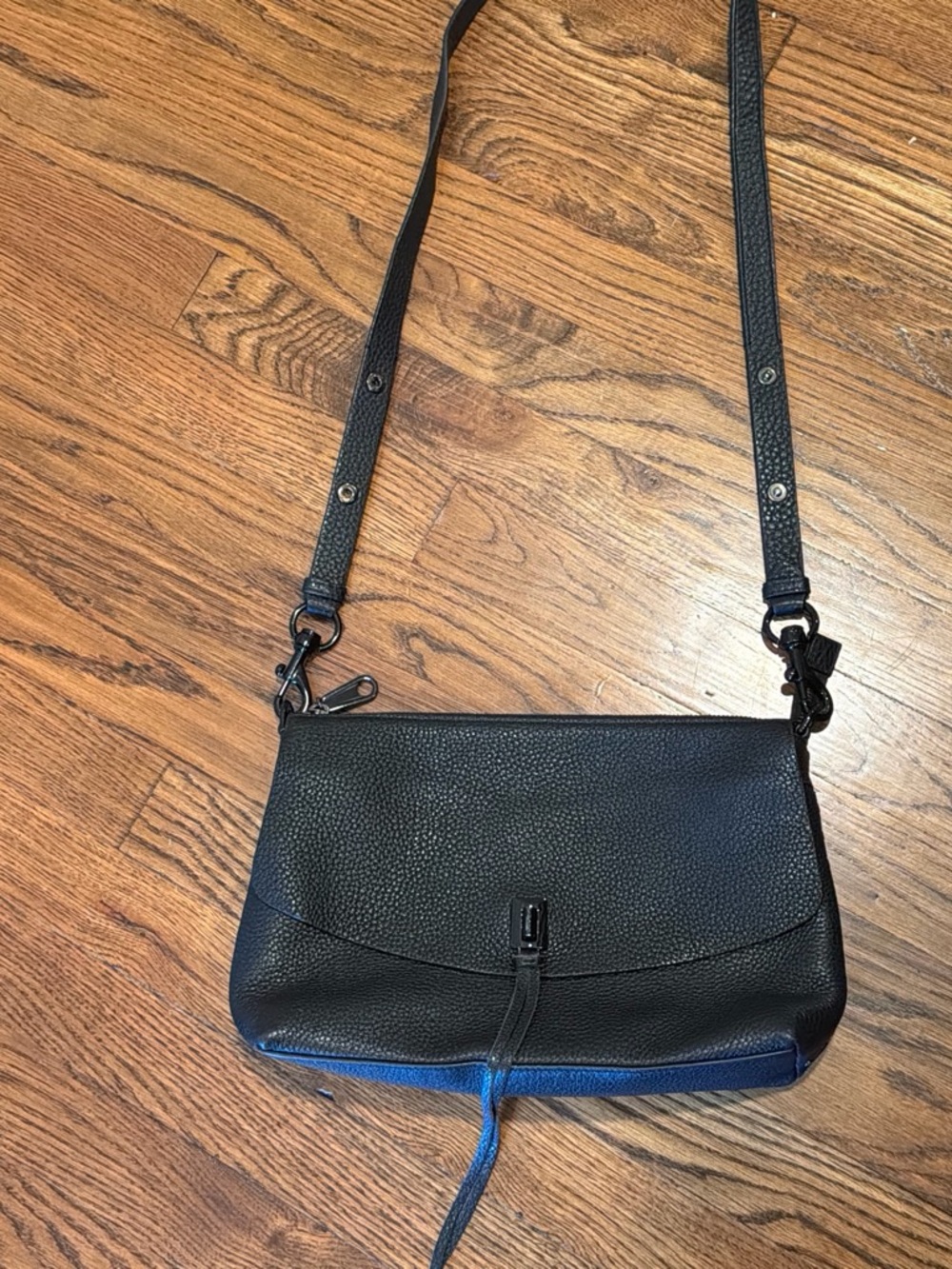 Rebecca Minkoff Black Pebbled Leather Crossbody with Tassel